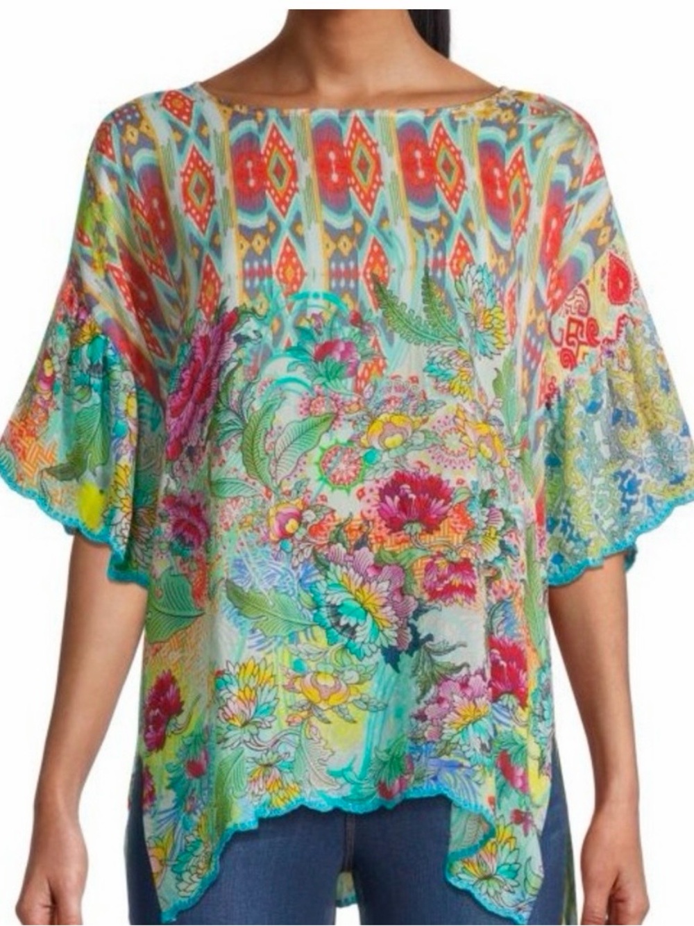 Johnny Was Belize Eloise Floral Print Top